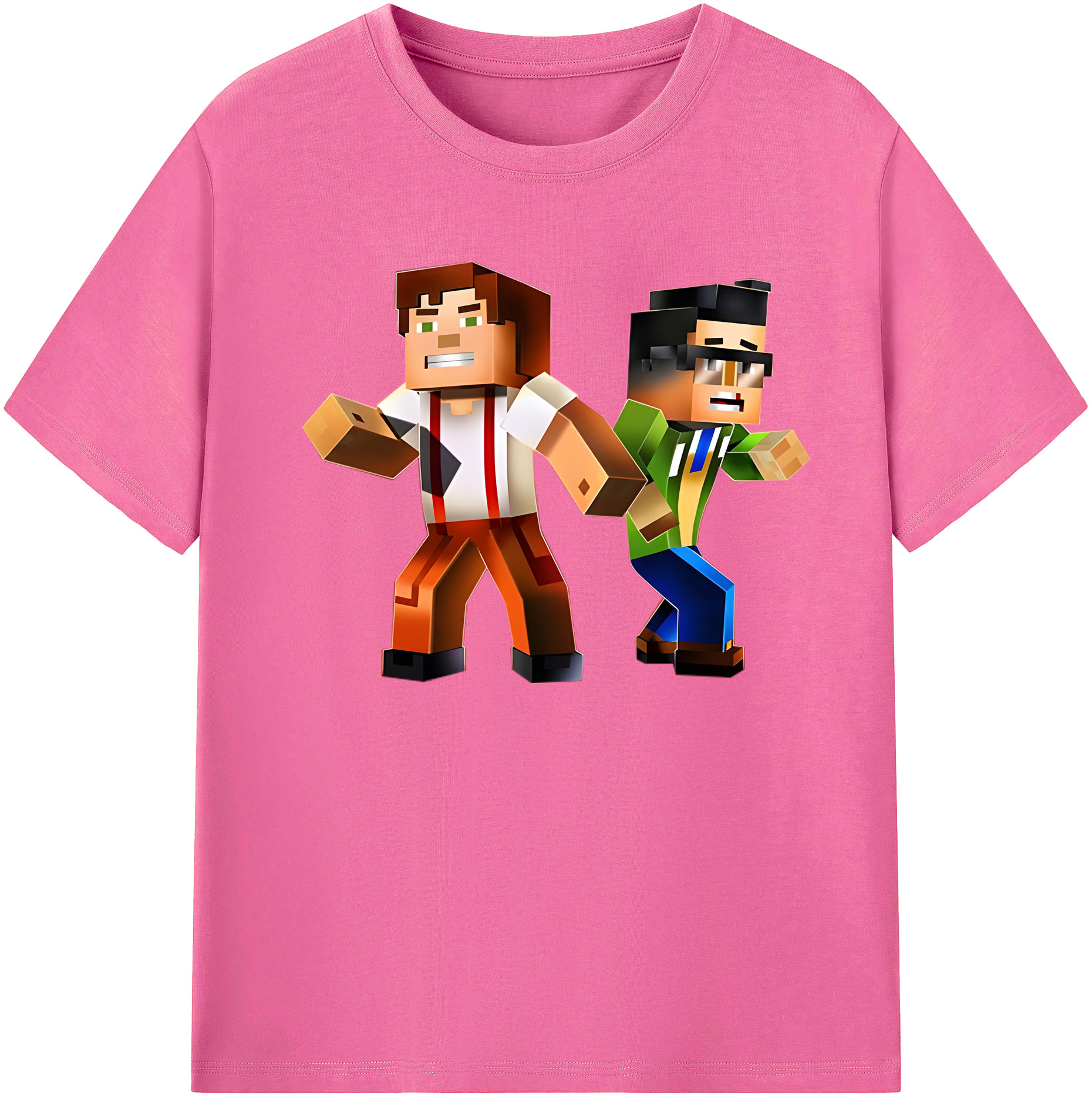 （画像用） マインクラフト ブロックの世界 Minecraft MC Block world レディースカジュアルプリントTシャツ（綿100％）